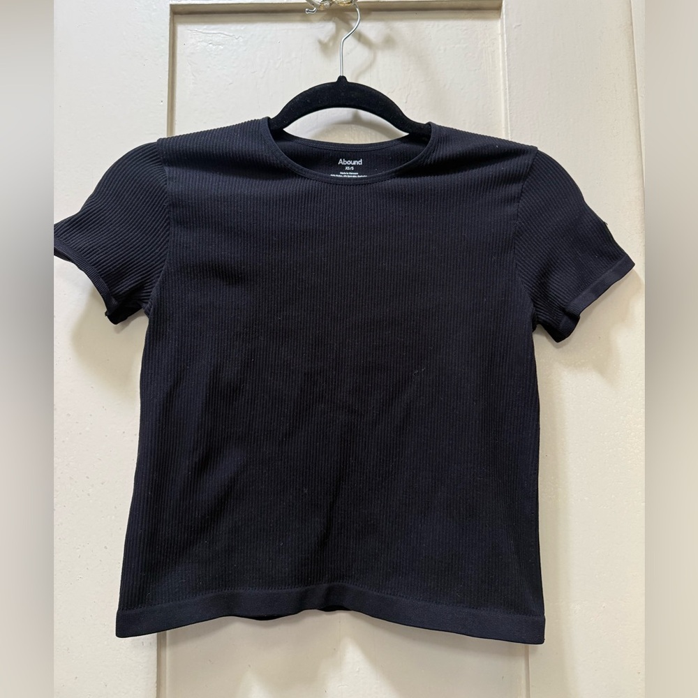 Abound Black Ribbed Crewneck Tee